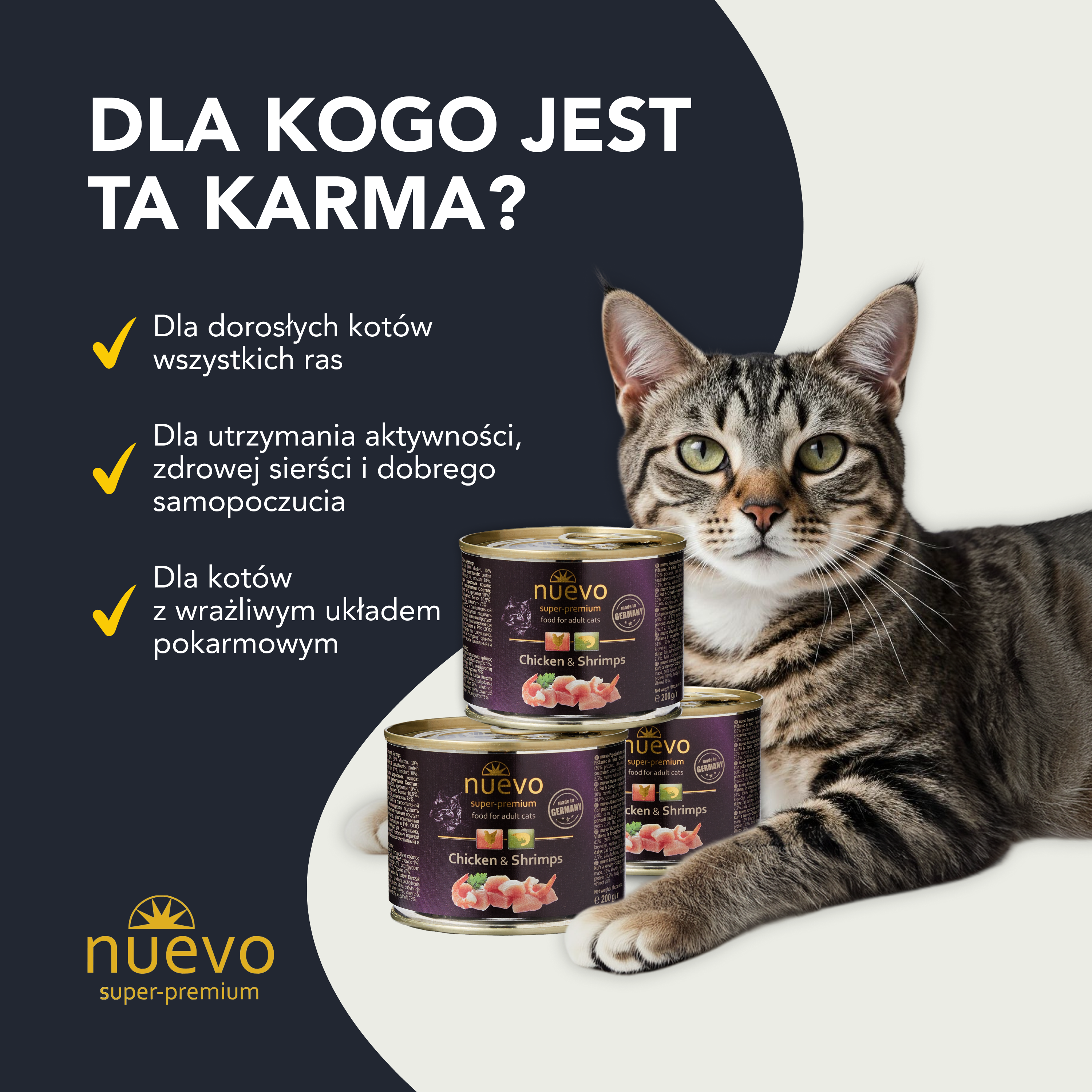 nuevo Kot puszka Kurczak Krewetki | Dorosły | 200g
