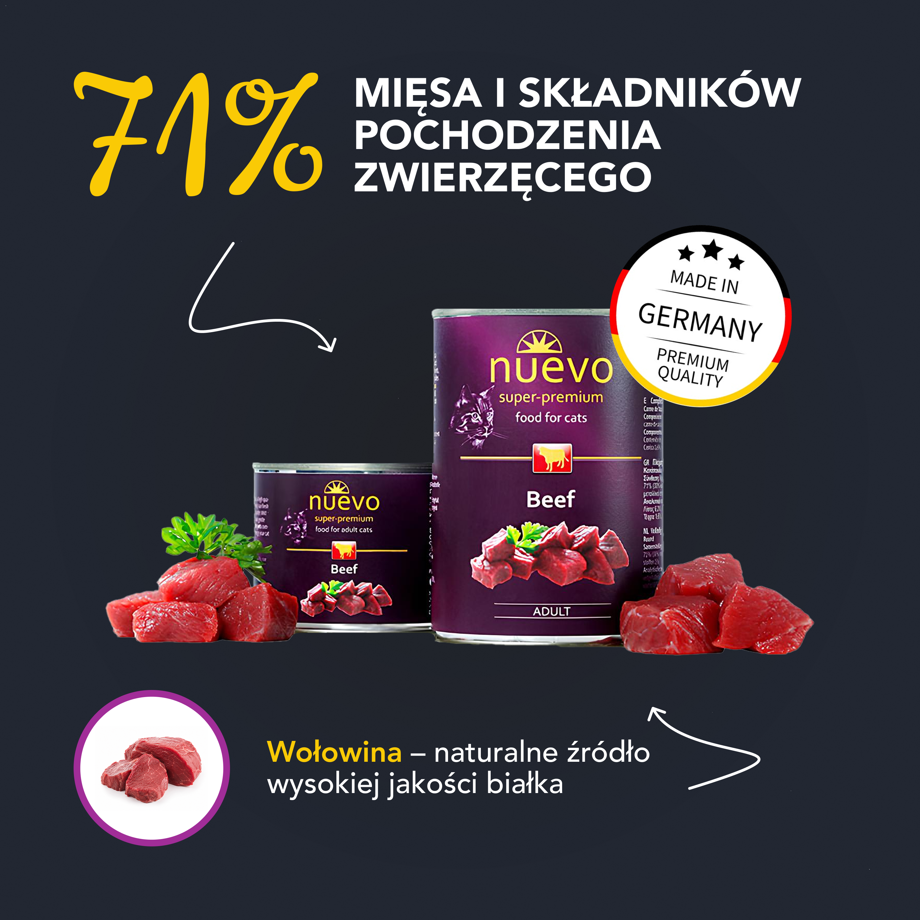 nuevo Kot puszka Wołowina | Dorosły | 200g