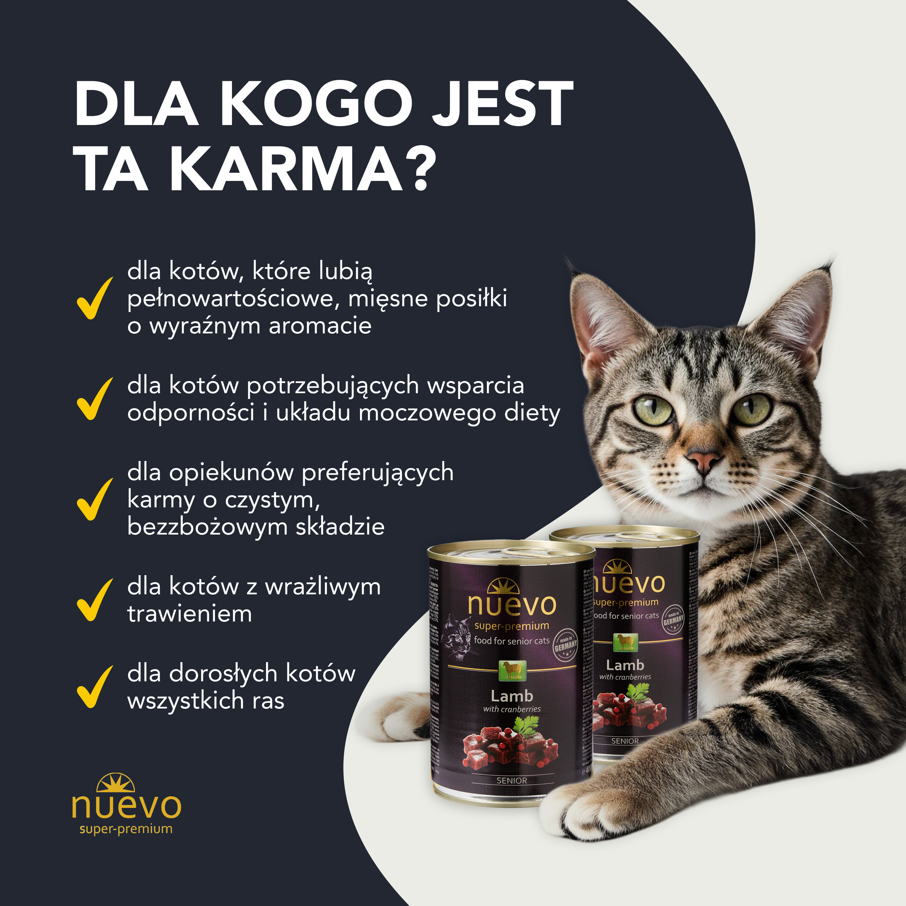 nuevo Kot puszka Jagniecina Żurawina | Senior | 400g