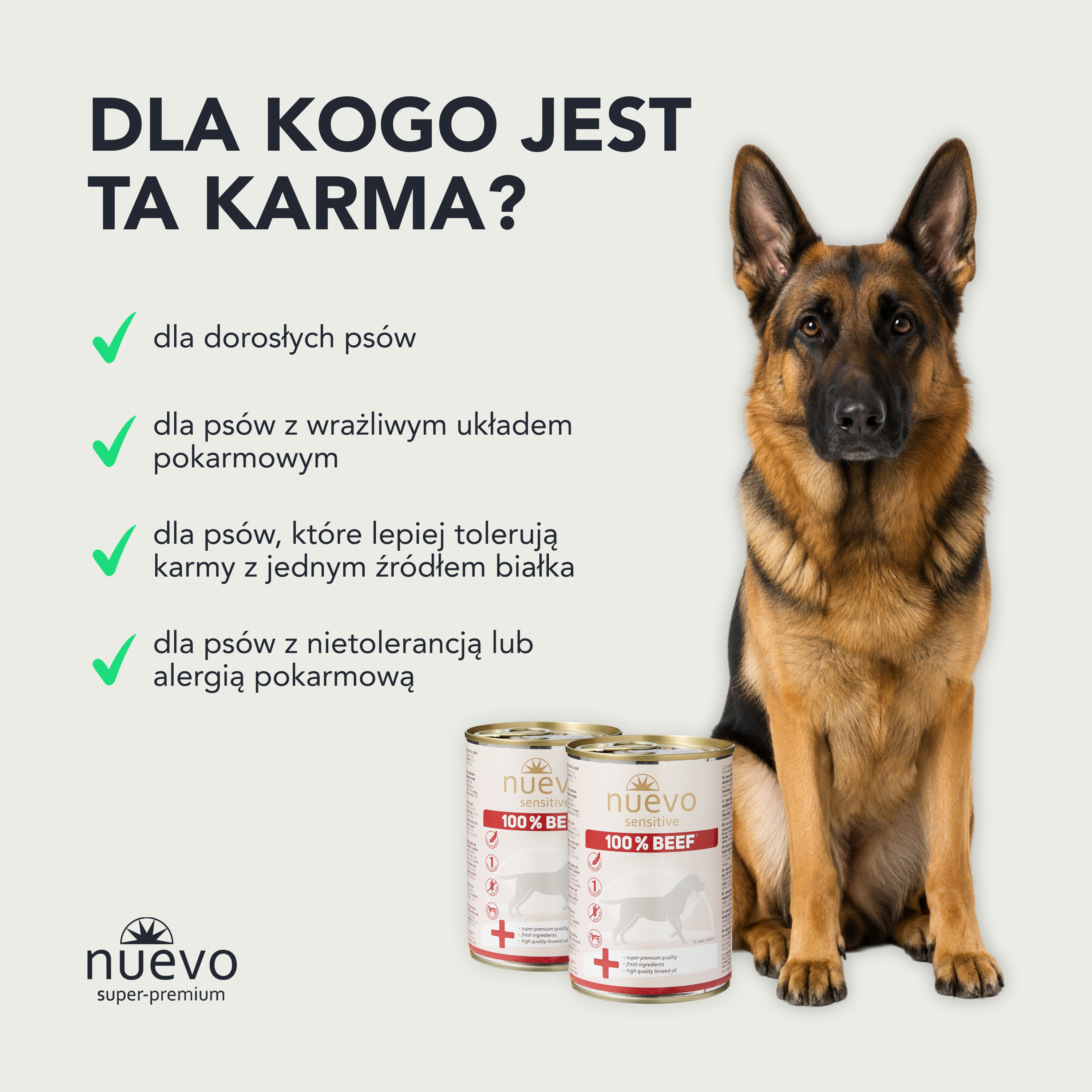 Nuevo Sensitive 100% Beef | kompletna karma da psów | 400g