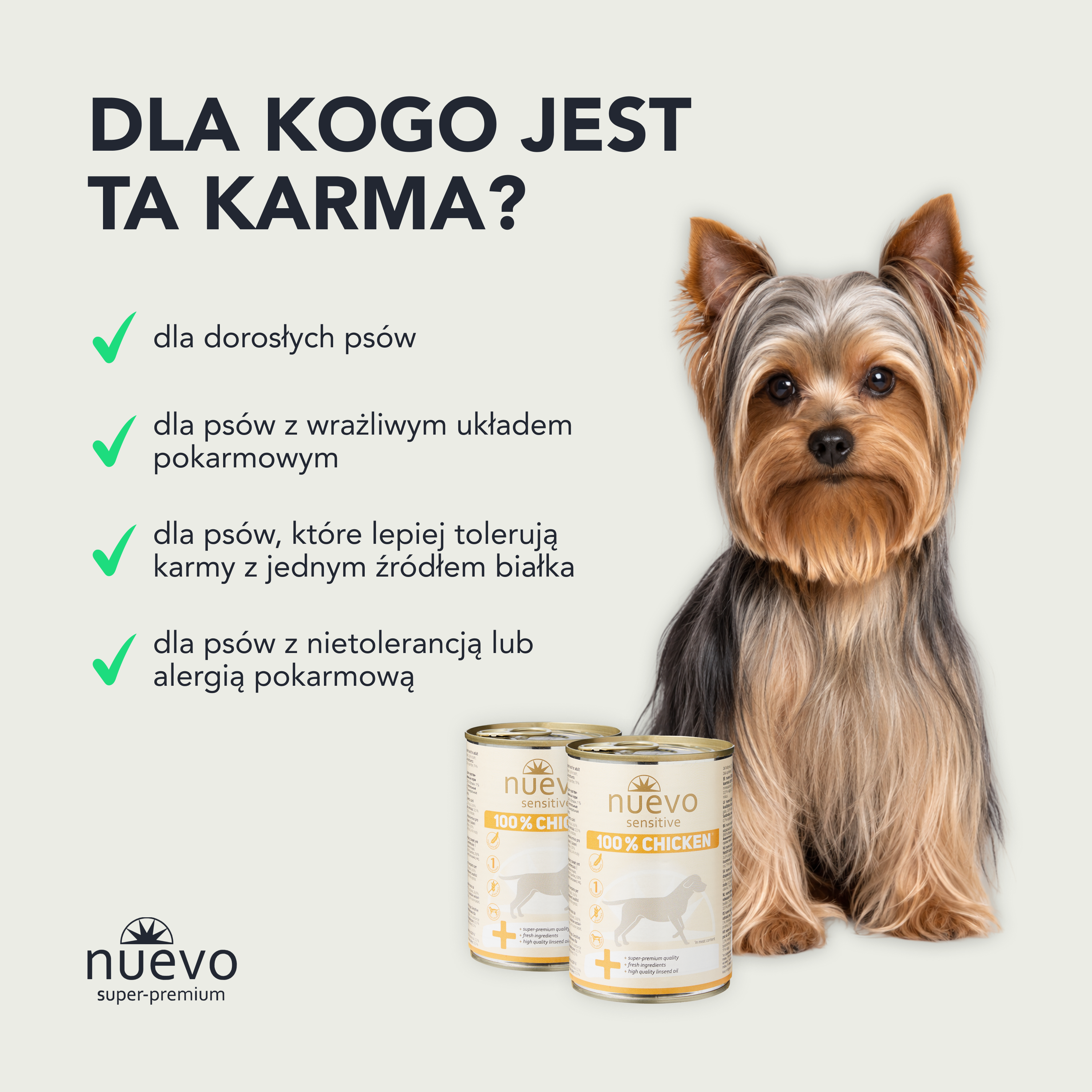 Nuevo Sensitive 100% Chicken | kompletna karma dla psów | 400g