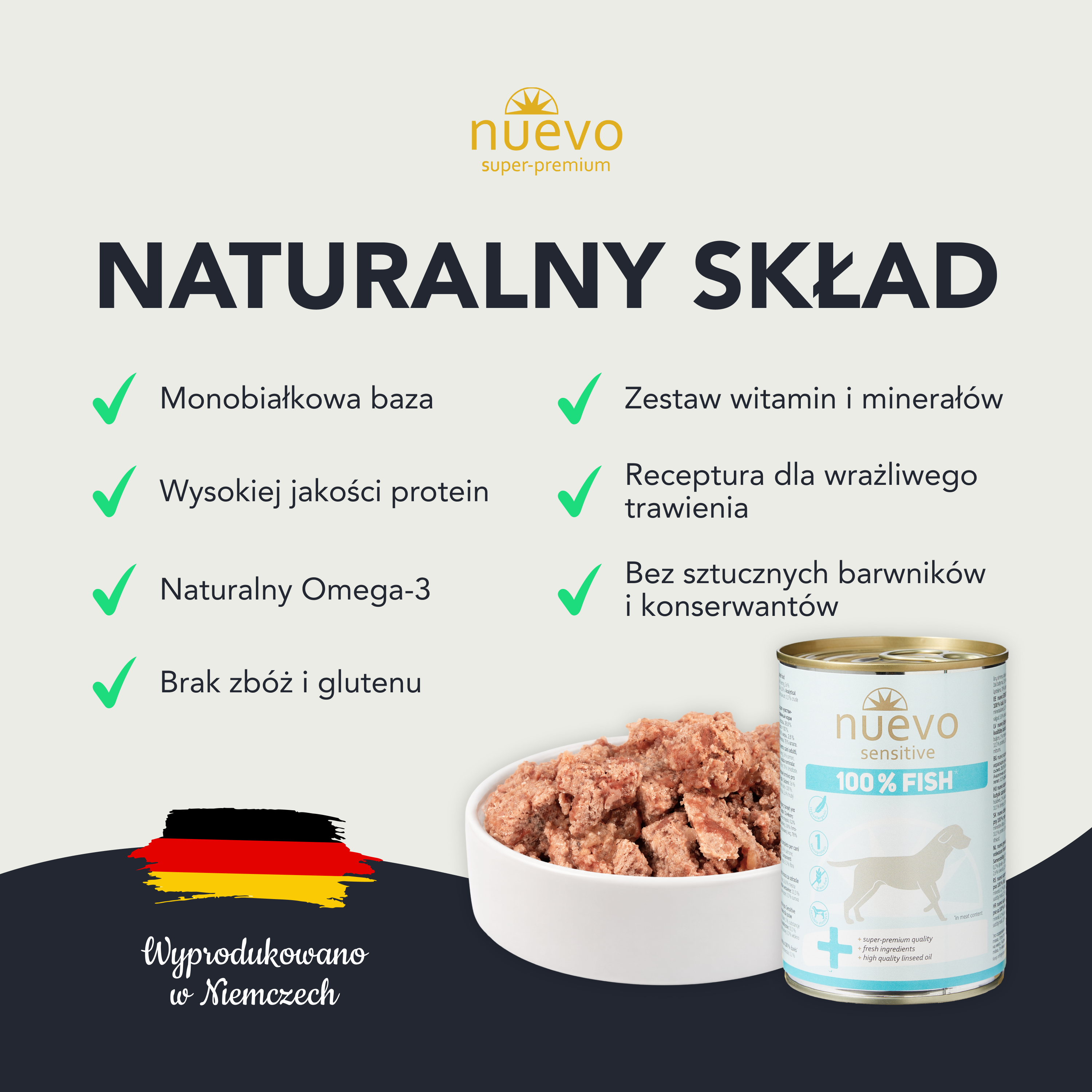 Nuevo Sensitive 100% Fish | kompletna karma da psów | 375g