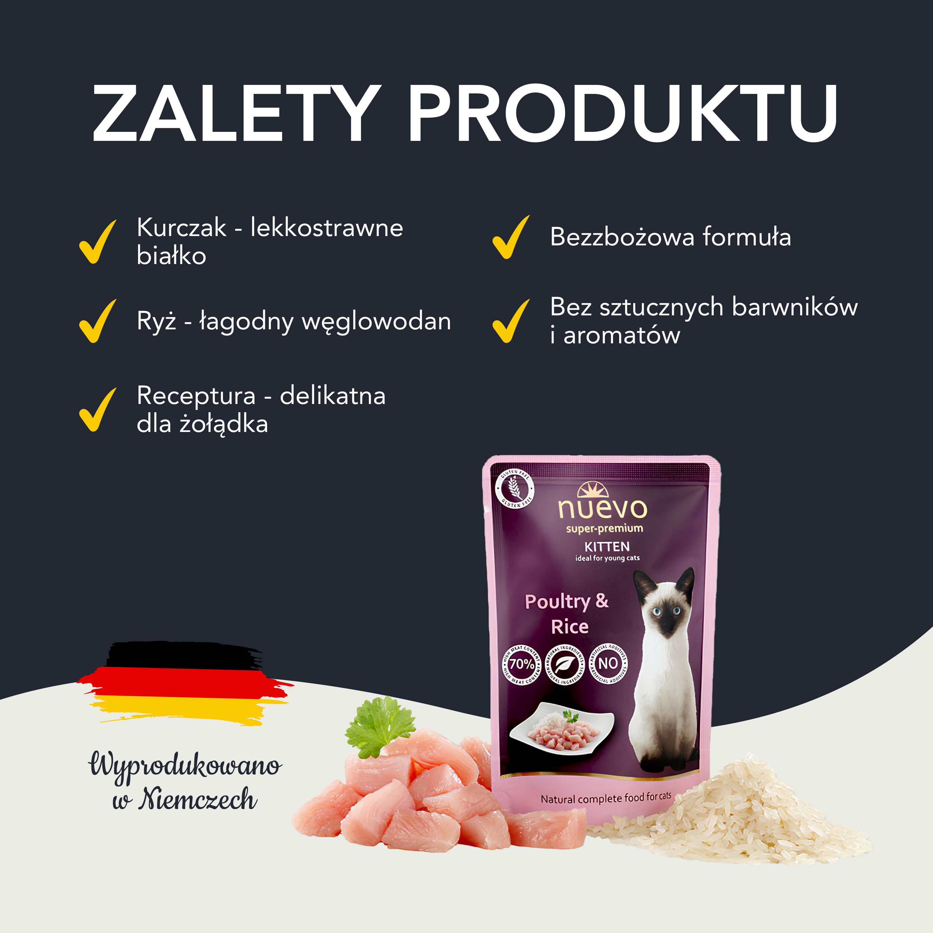 nuevo Kociak saszetka Drób Ryż | Kitten | 85g