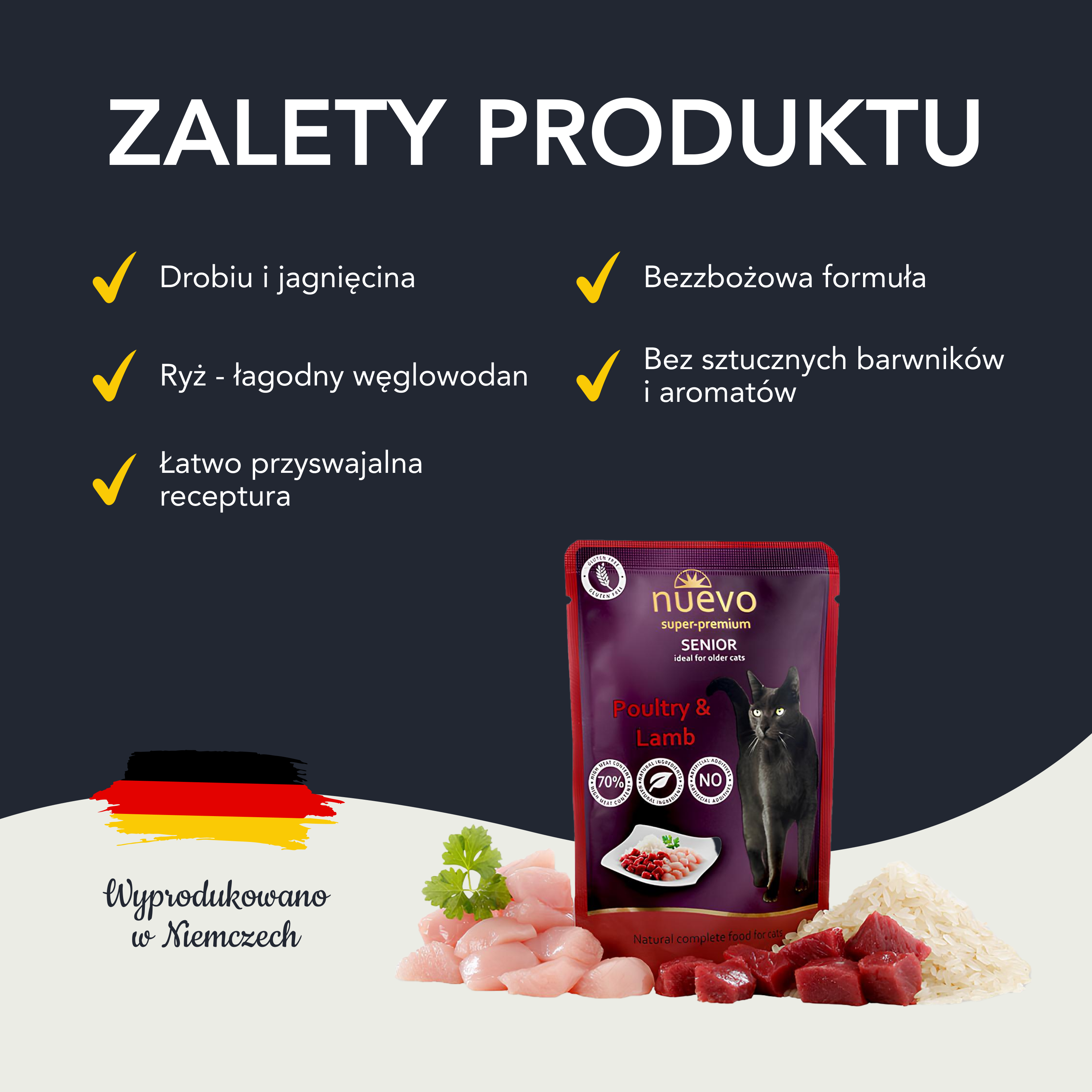 nuevo Kot saszetka Drób Jagnięcina | Senior | 85g