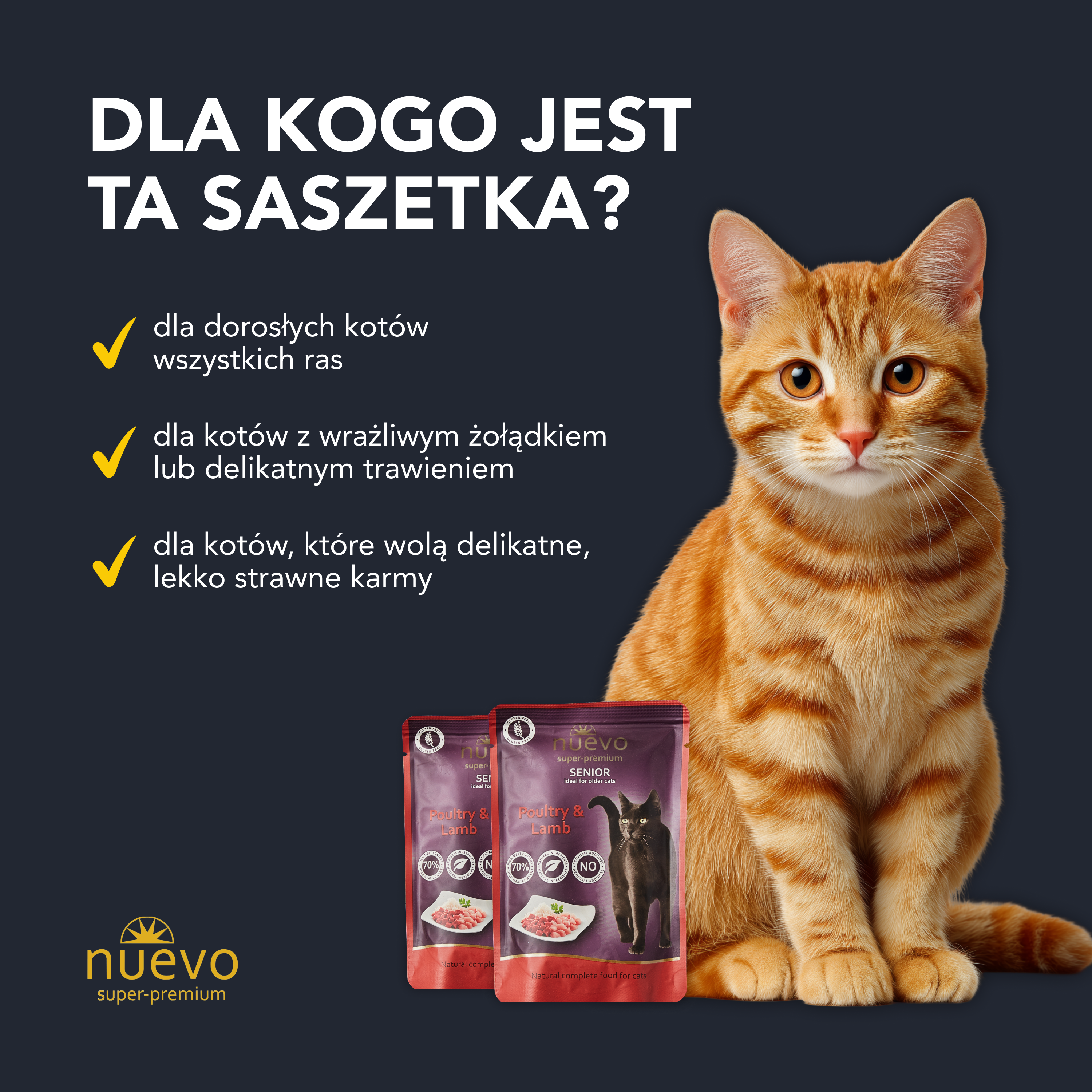 nuevo Kot saszetka Drób Jagnięcina | Senior | 85g