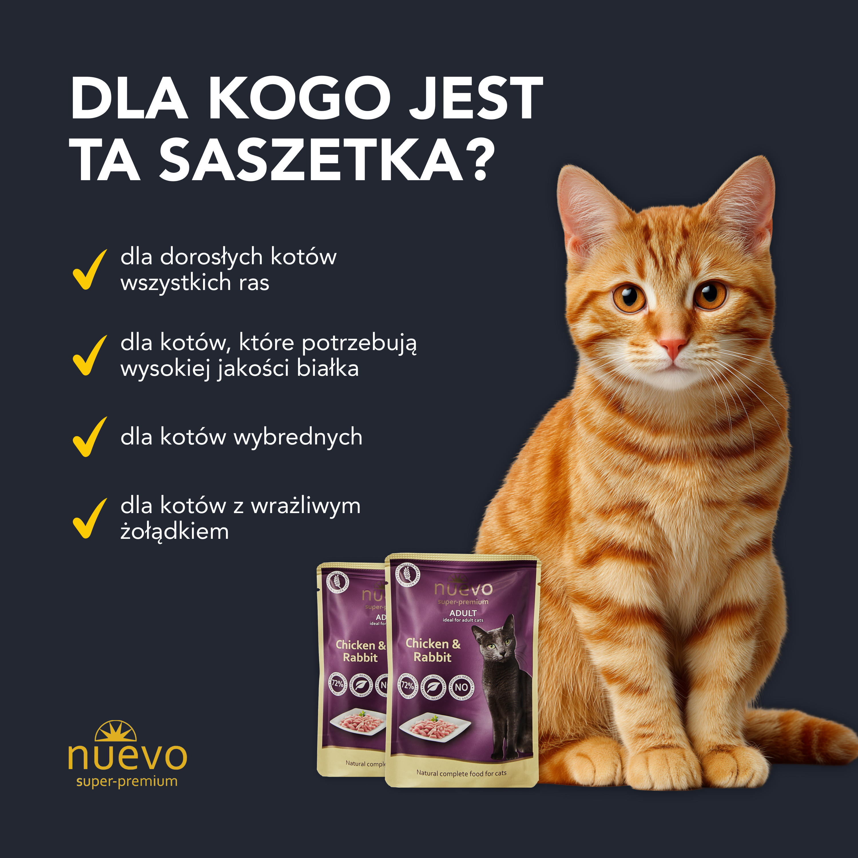 nuevo Kot saszetka Kurczak Królik | Dorosły | 85g