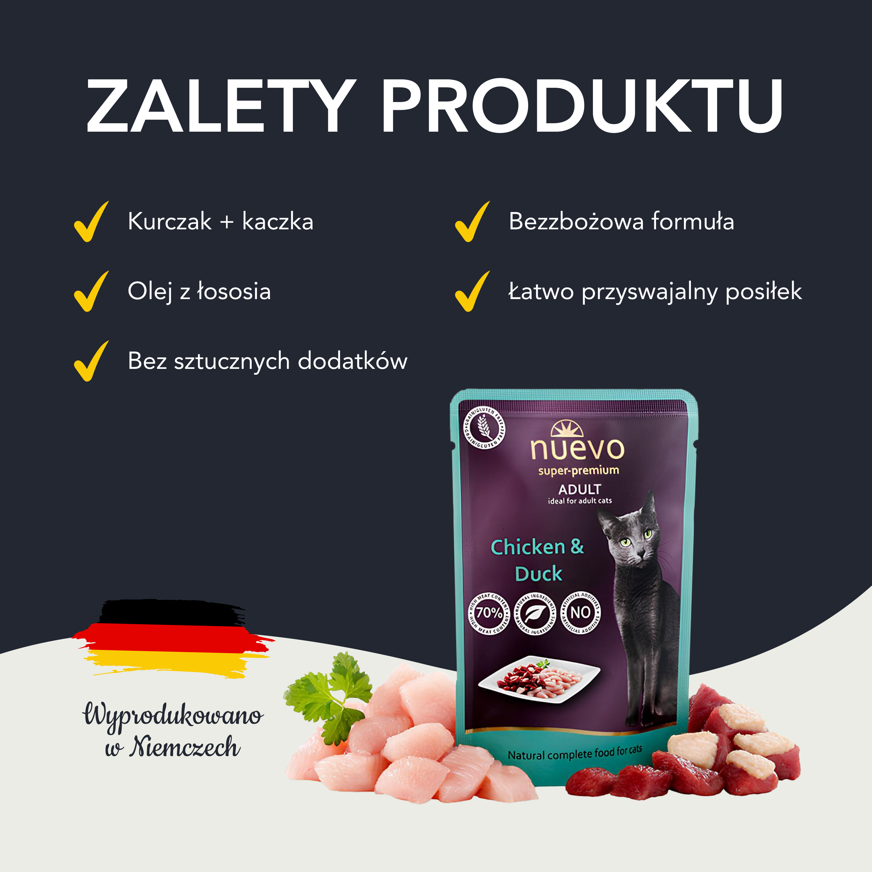 nuevo Kot saszetka Kurczak i Kaczka | Dorosły | 85g