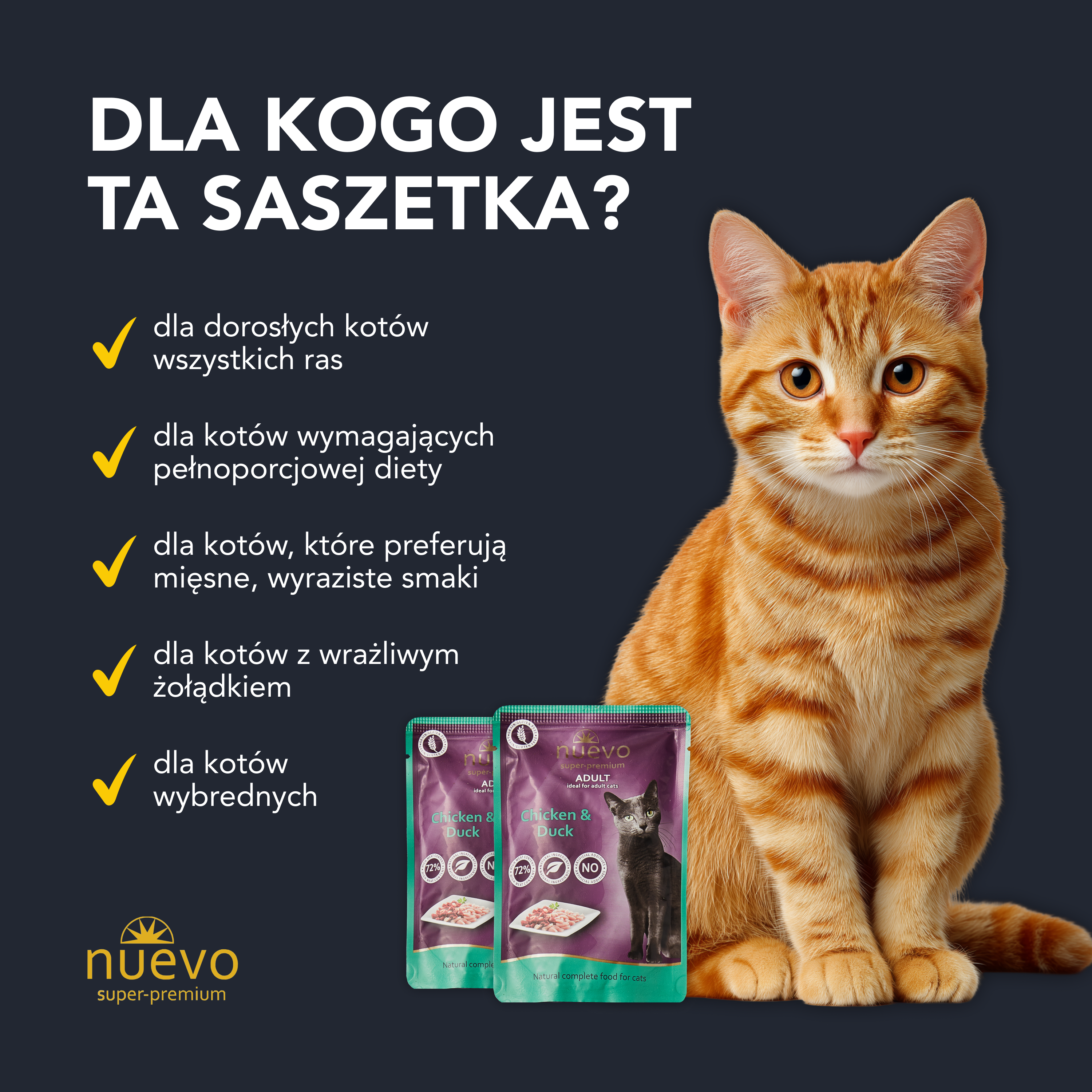 nuevo Kot saszetka Kurczak i Kaczka | Dorosły | 85g