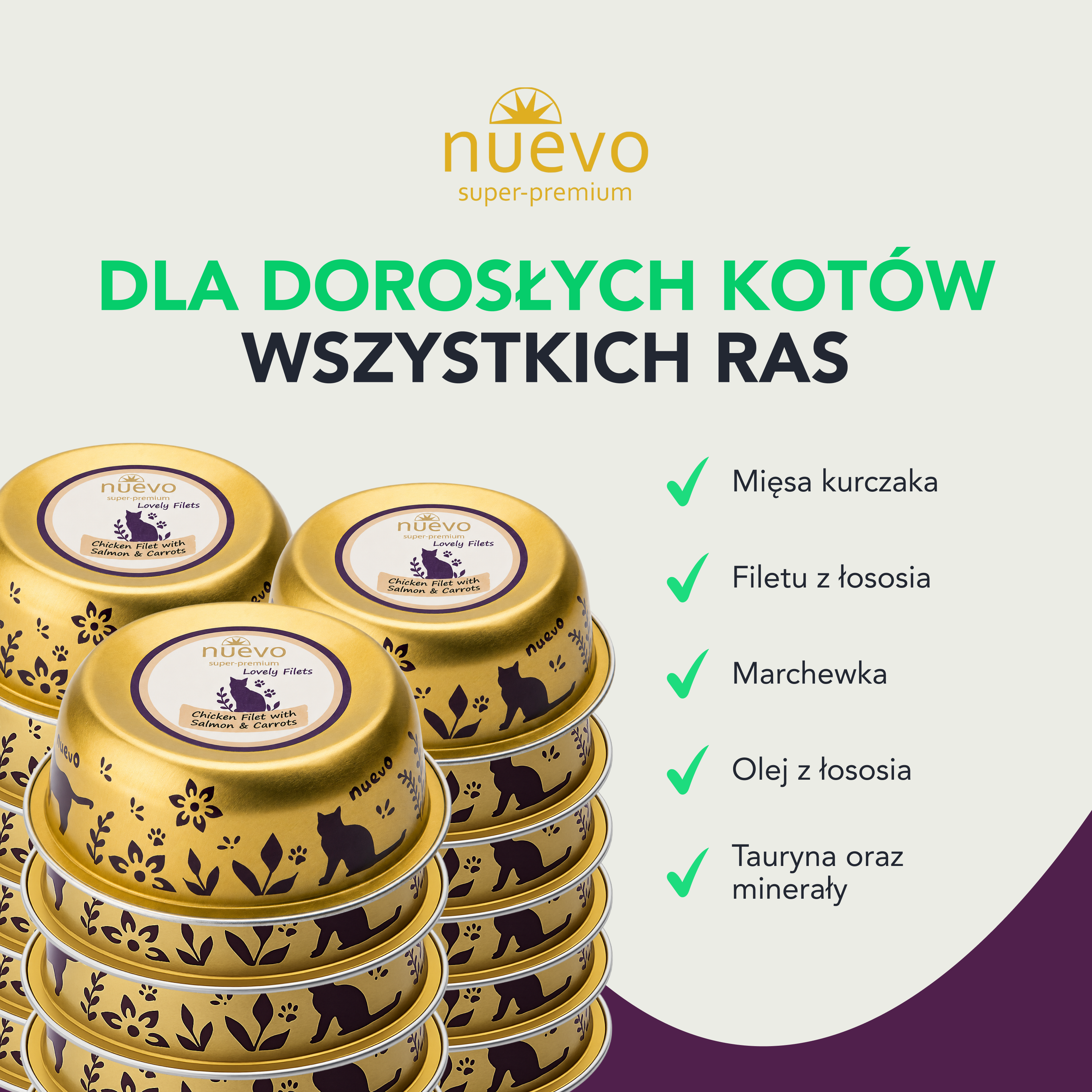 nuevo Kot filet Kurczak Łosoś Marchewka | 85g