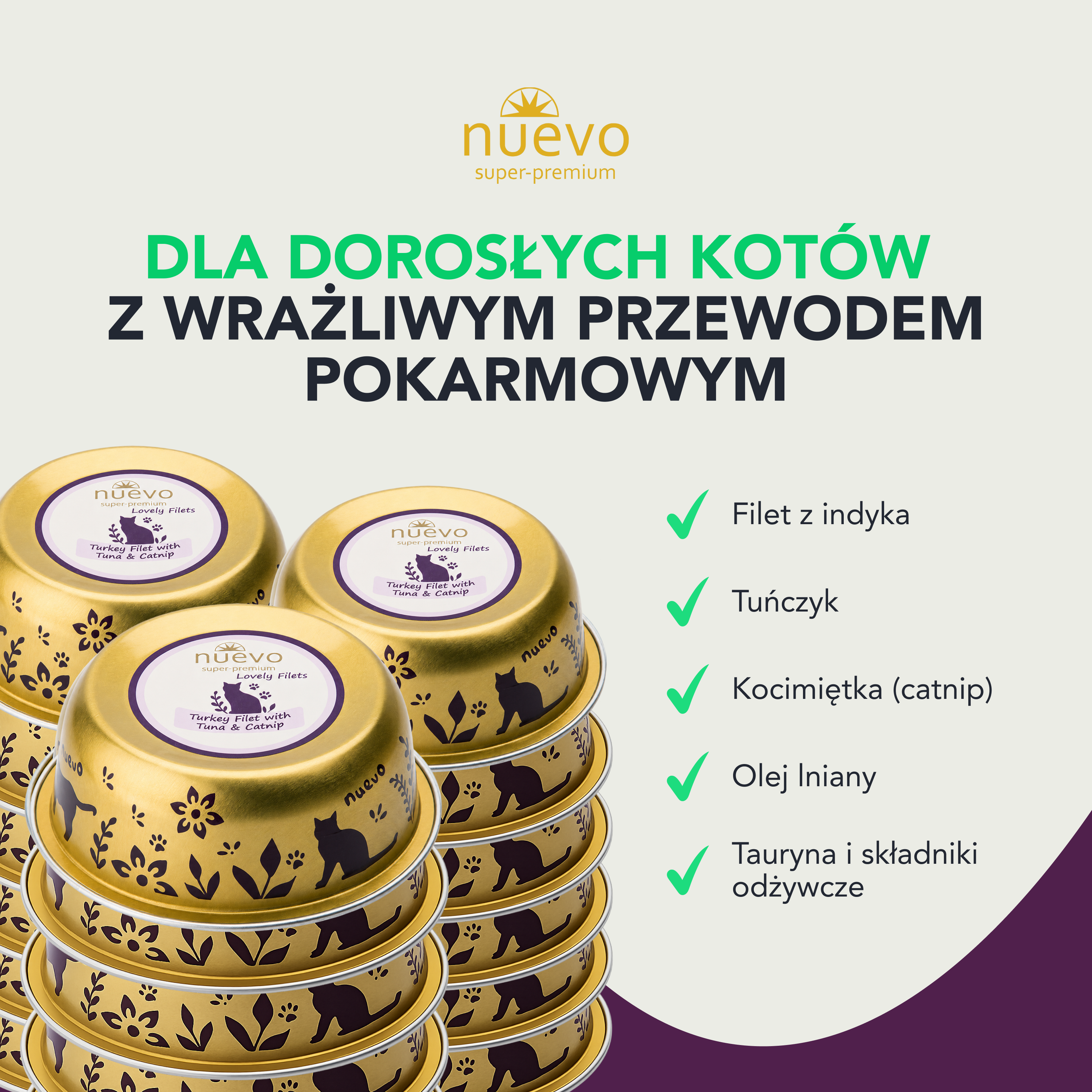 nuevo Kot filet Indyk Tunczyk Kocimiętka | 85g