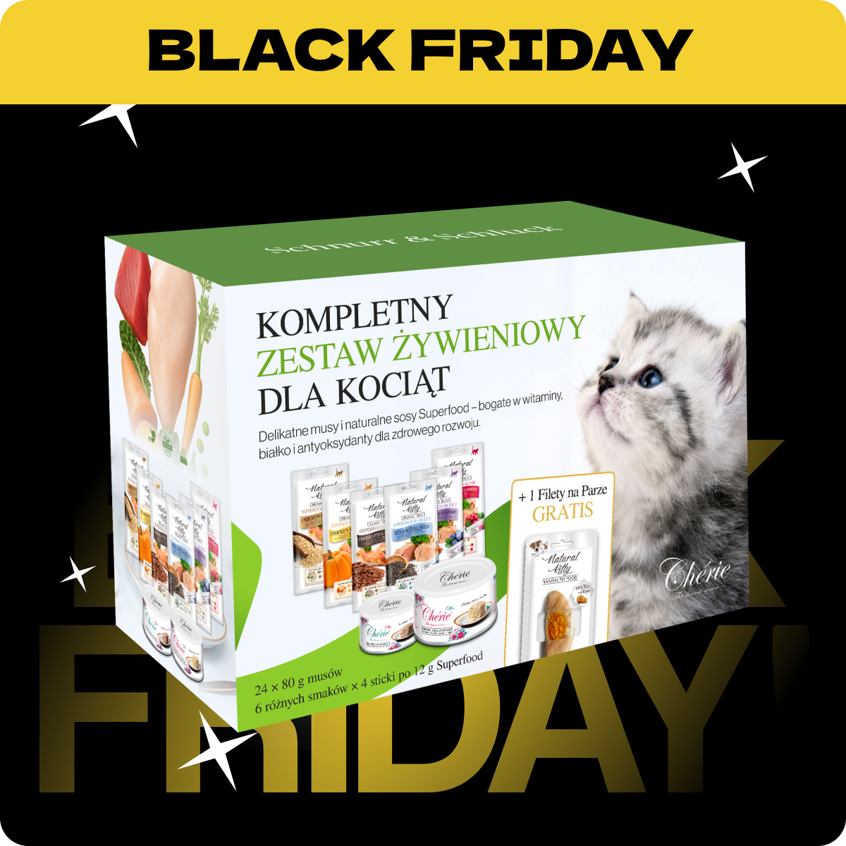 Chérie Zestaw Startowy |  Pierwszy jadłospis dla kociąt +  Gratis Filet