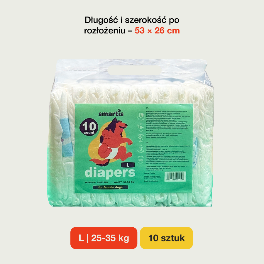 Smartis Pieluchy dla Suczek L | 25-35 kg | 10 szt