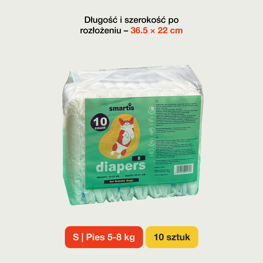 Smartis Pielucha dla Suczek S | Pies 5-8 kg | 10 szt