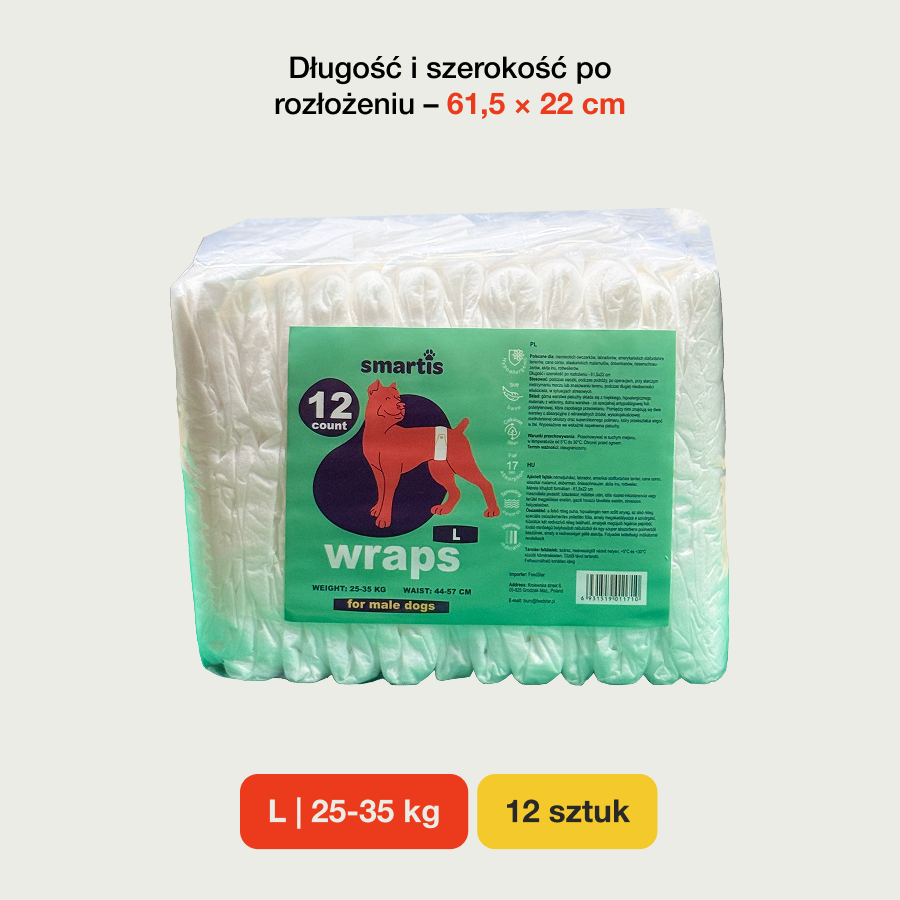 Smartis Pielucha dla psa L | 25-35 kg | 12 szt