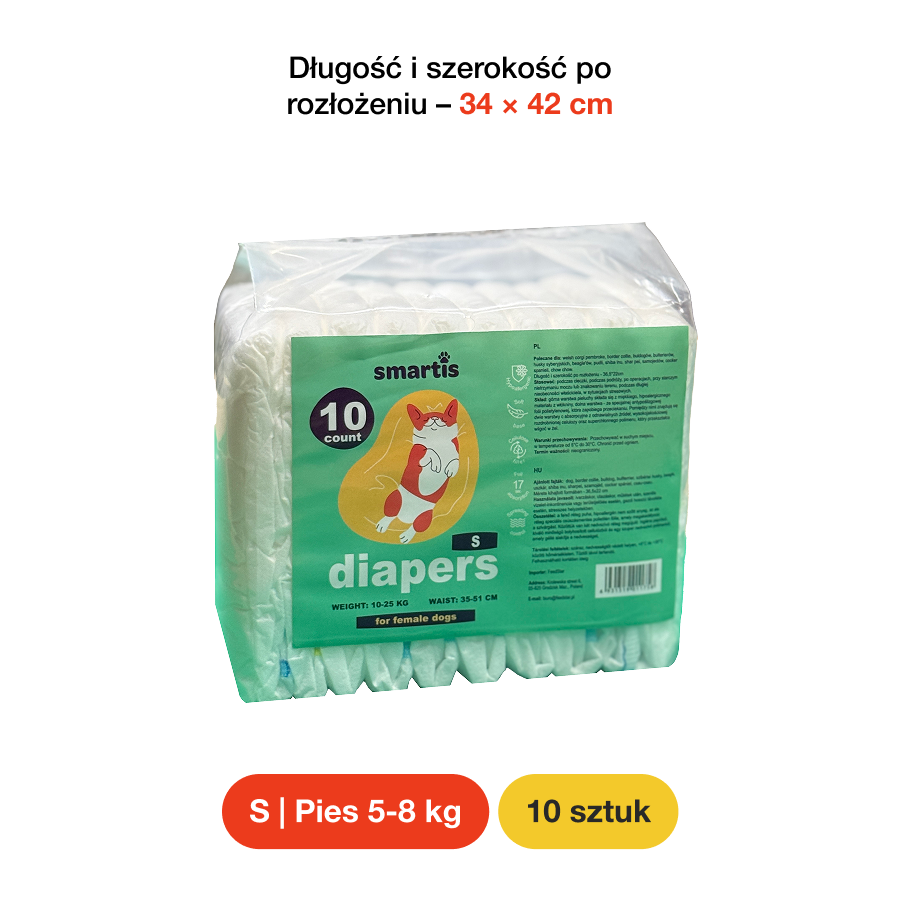 Smartis Pielucha dla Suczek S | Pies 5-8 kg | 10 szt