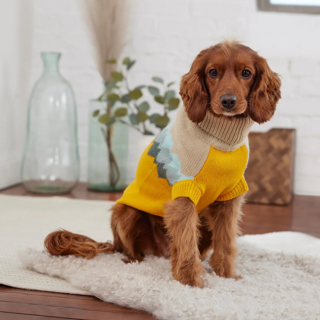Sweter dla Psa GF PET Fireside Sweater żółty, Komfortowy i Ciepły