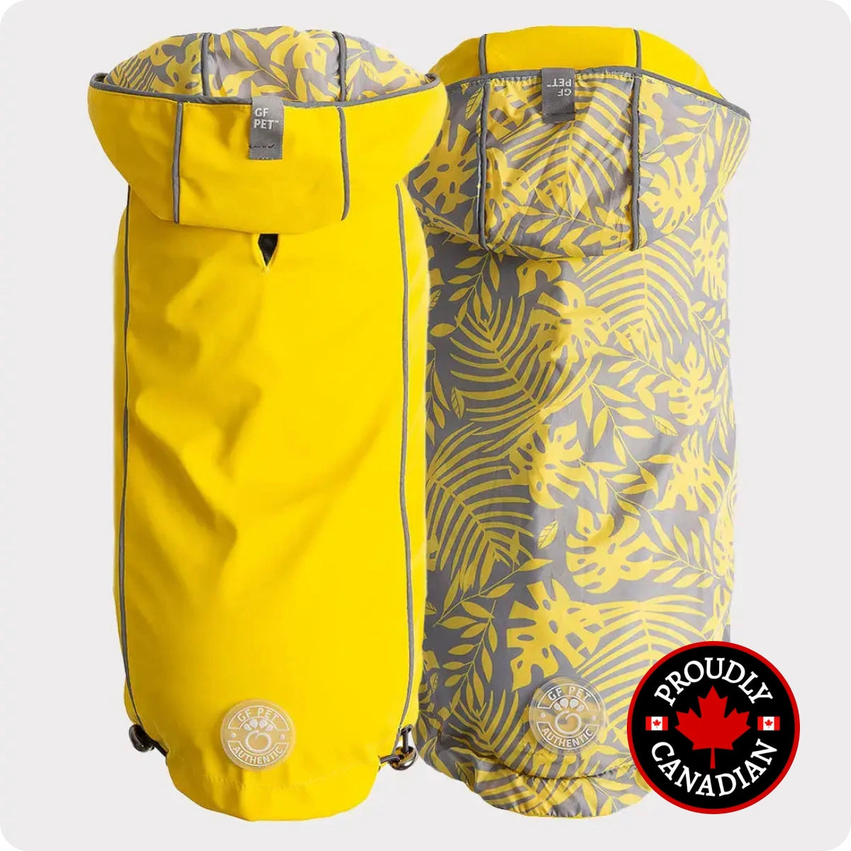 Płaszcz przeciwdeszczowy dla Psa GF PET Reversible Raincoat z Elasto-Fit™ Dwustronny, żółty, Wodoodporny oraz Wiatroszczelny, Komfortowy i Ciepły