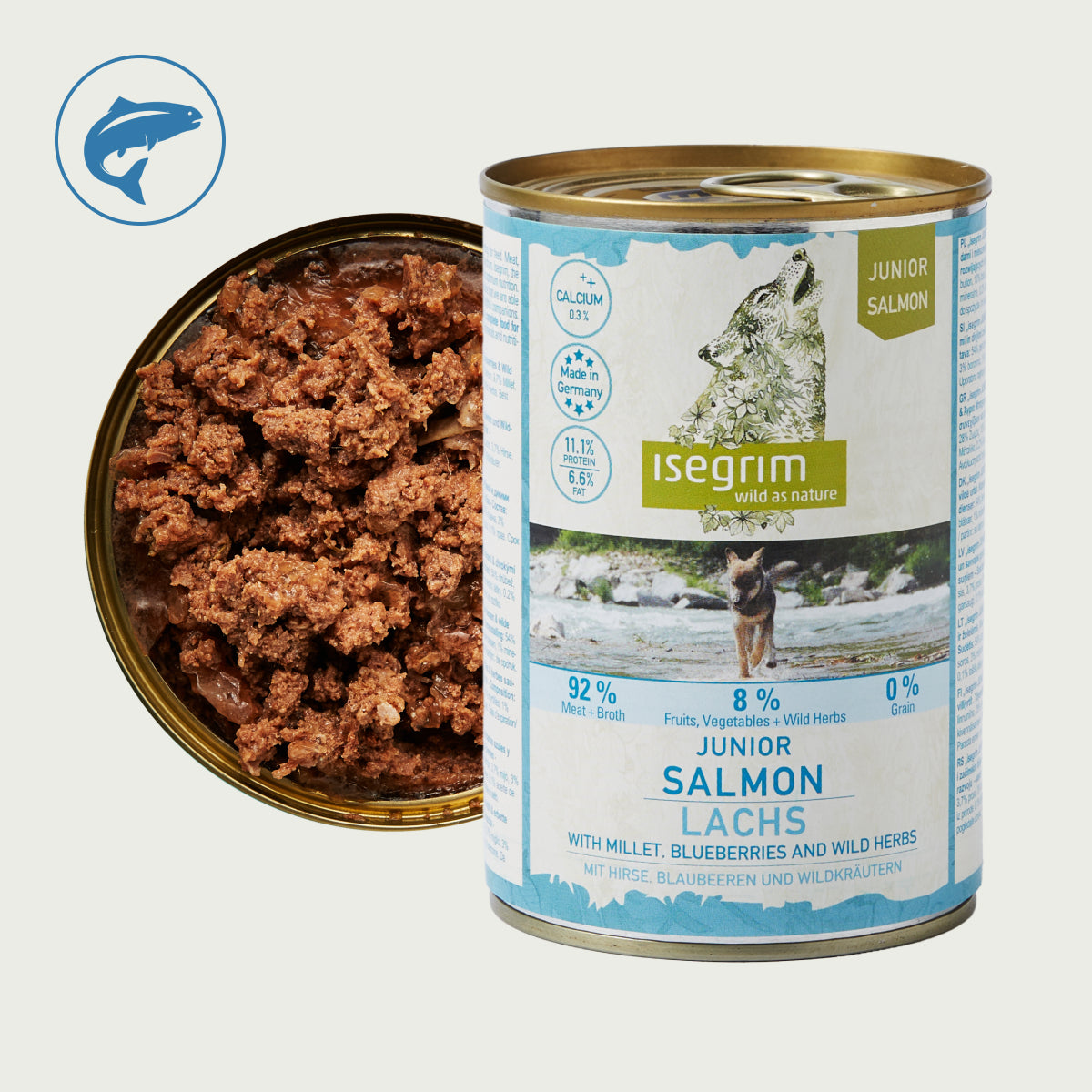 Isegrim Łosoś + Kasza jaglana, Borówki i Dzikie Zioła | Junior 400g | Rabat