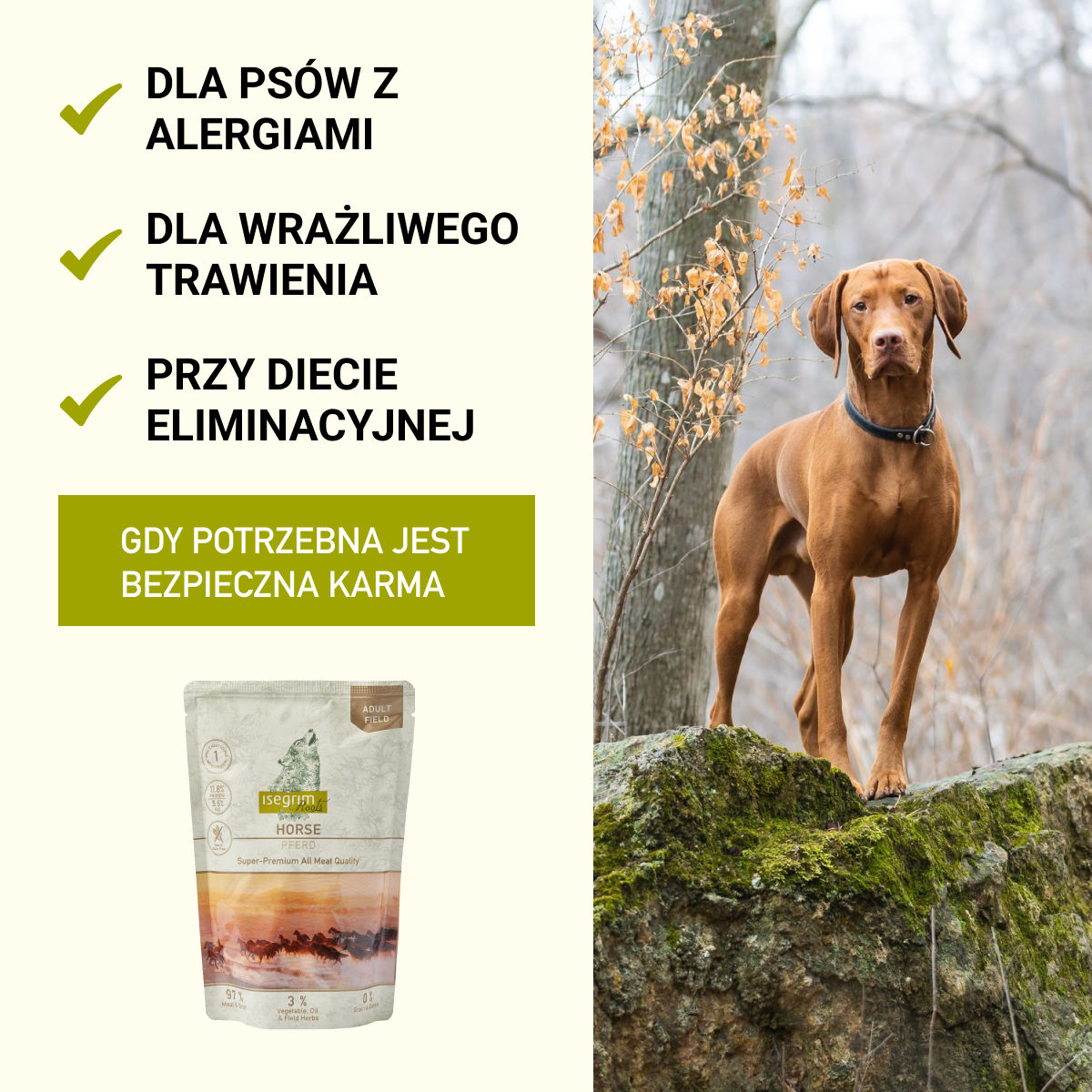 Isegrim Konina + Mieszanką Warzyw, Olejem Lnianym i Ziołami Polnymi | Adult 410g