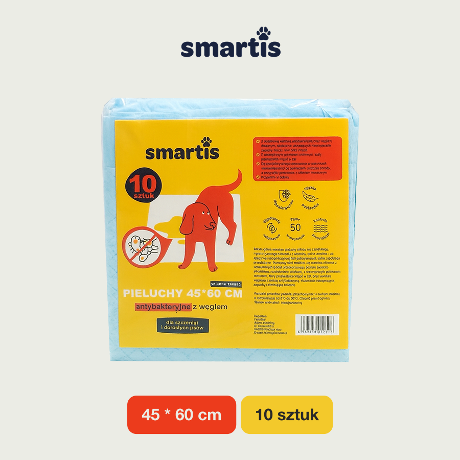 Smartis Podkłady Antybakteryjne z Węglem Aktywnym | 45×60 cm | 10 szt