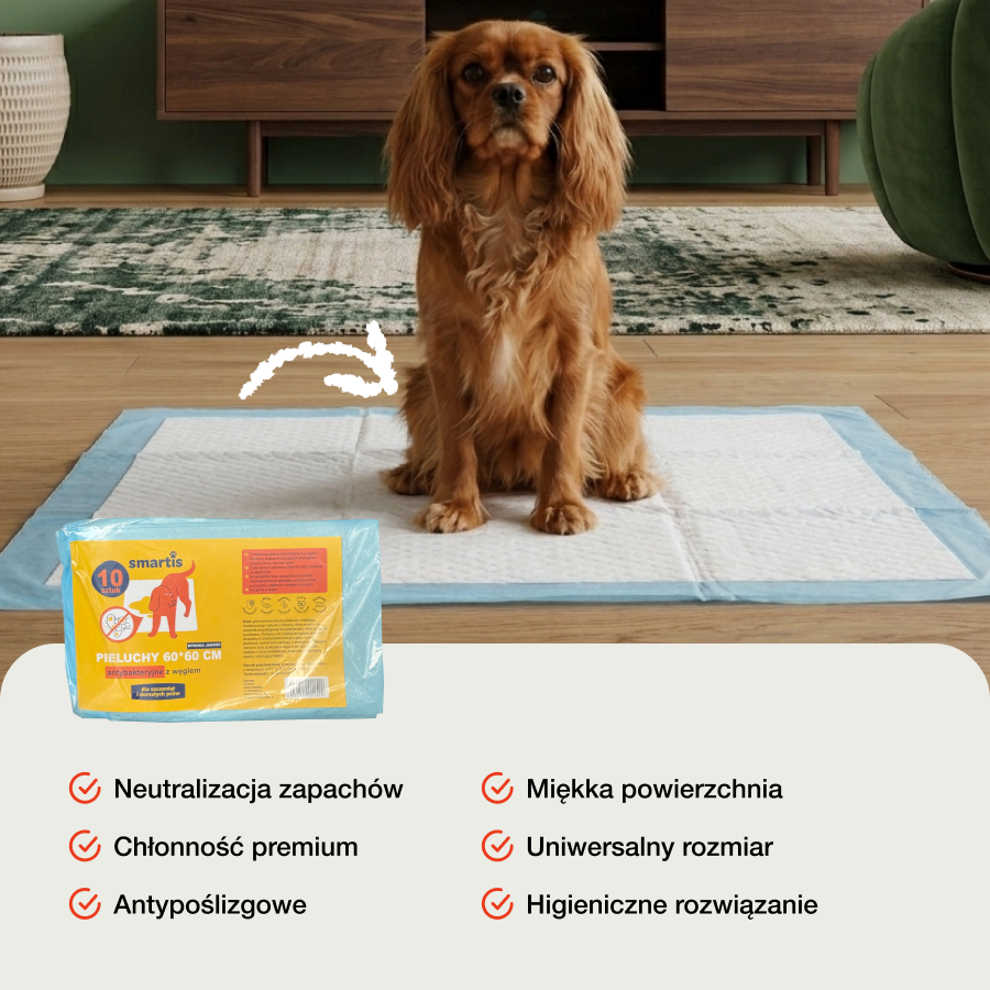 Smartis Podkłady Antybakteryjne z Węglem Aktywnym | 60×60 cm | 10 szt