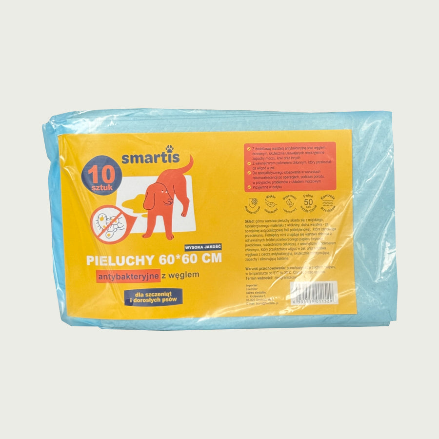 Smartis Podkłady Antybakteryjne z Węglem Aktywnym | 60×60 cm | 10 szt