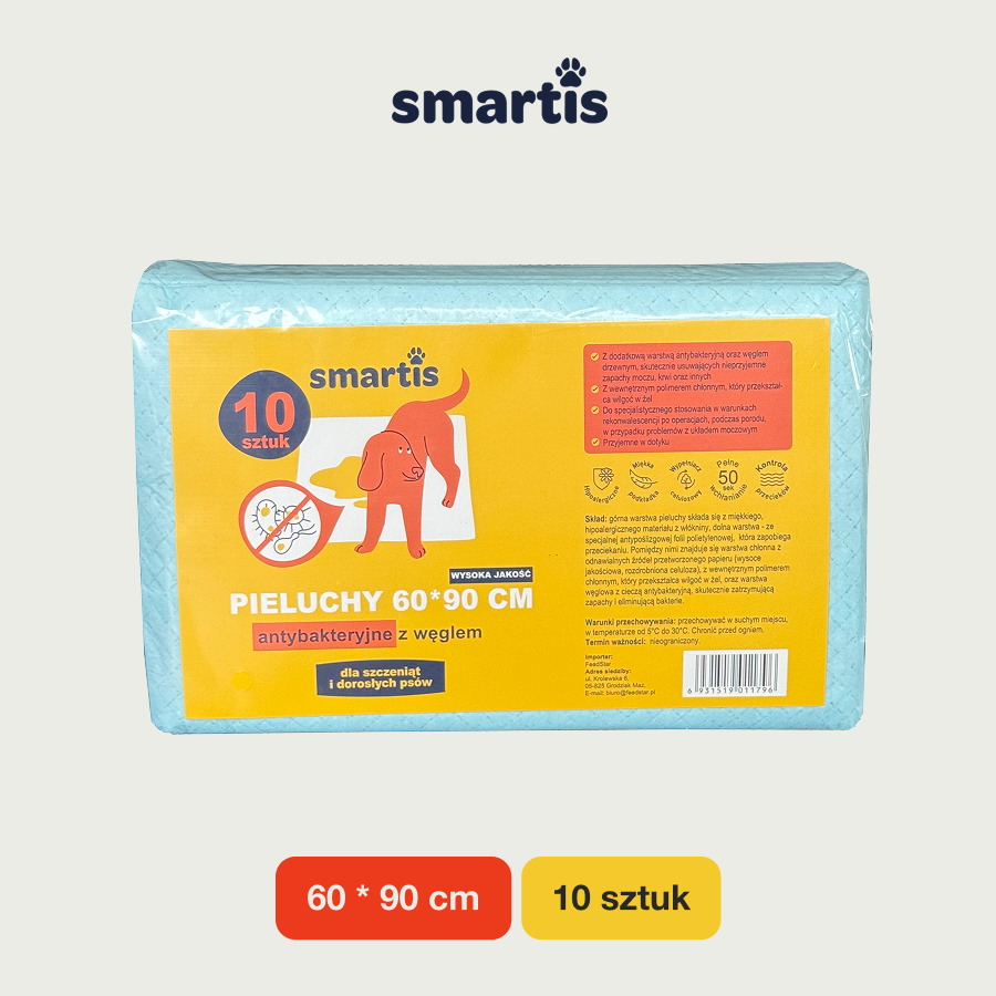 Smartis Podkłady Antybakteryjne z Węglem Aktywnym | 60×90 cm | 10 szt
