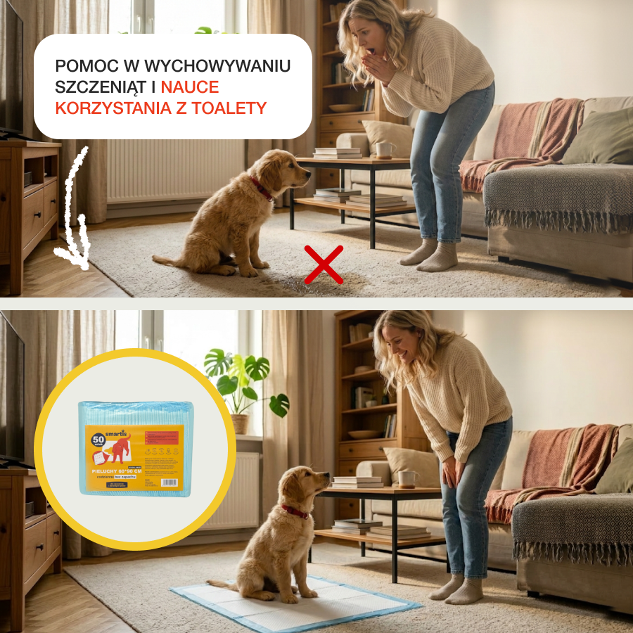Smartis Podkłady Higieniczne dla Psów i Szczeniąt | 60×90 cm | 50 szt