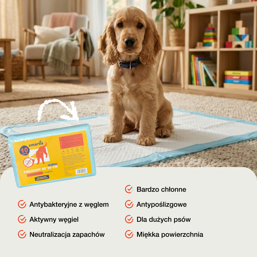 Smartis Podkłady Antybakteryjne z Węglem Aktywnym | 60×90 cm | 10 szt