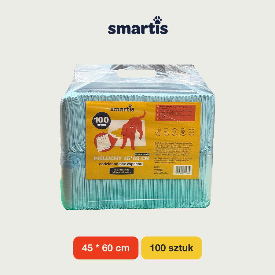 Smartis Podkłady Higieniczne dla Psów i Szczeniąt | 45×60 cm | 100 szt