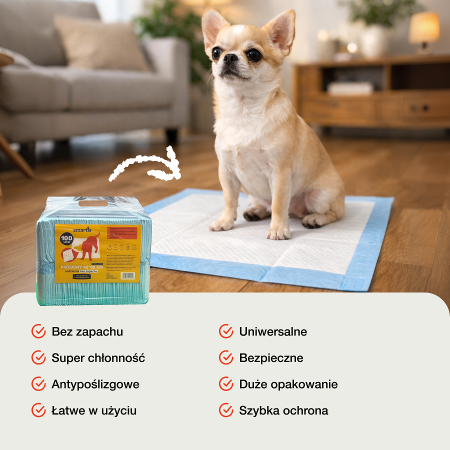Smartis Podkłady Higieniczne dla Psów i Szczeniąt | 45×60 cm | 100 szt