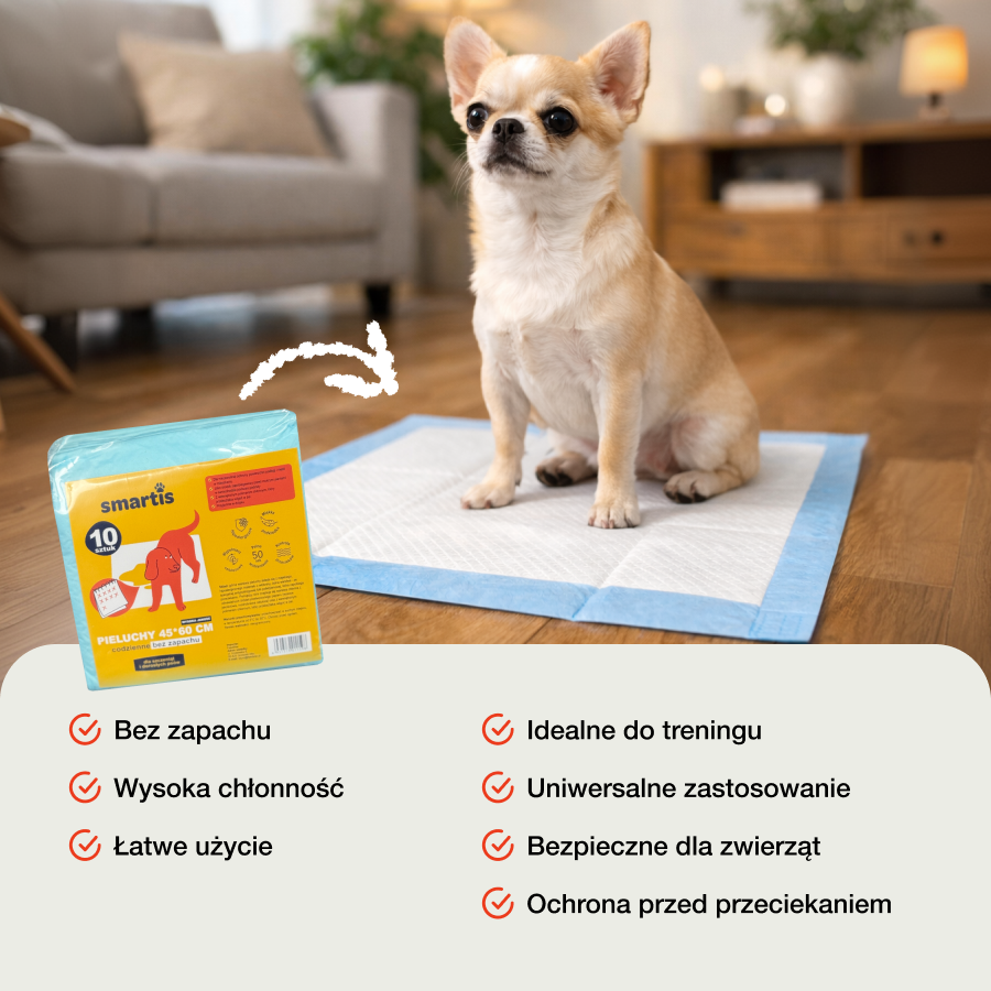 Smartis Podkłady Higieniczne dla Psów i Szczeniąt | 45×60 cm | 10 szt