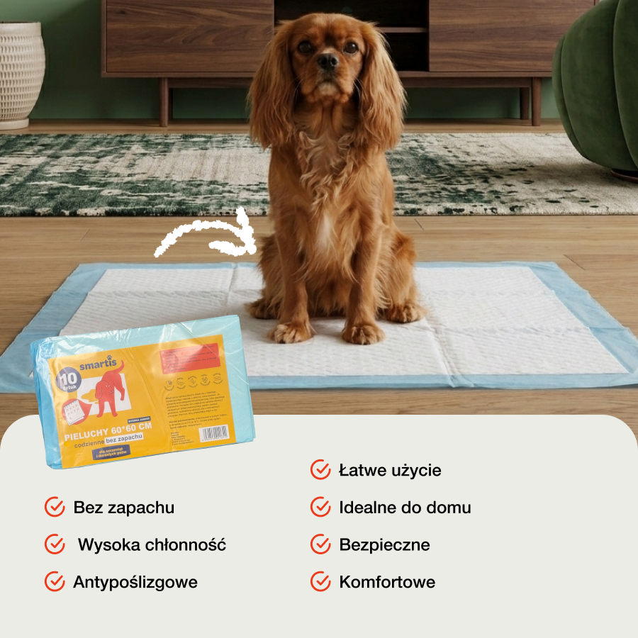 Smartis Podkłady Higieniczne dla Psów i Szczeniąt | 60×60 cm | 10 szt