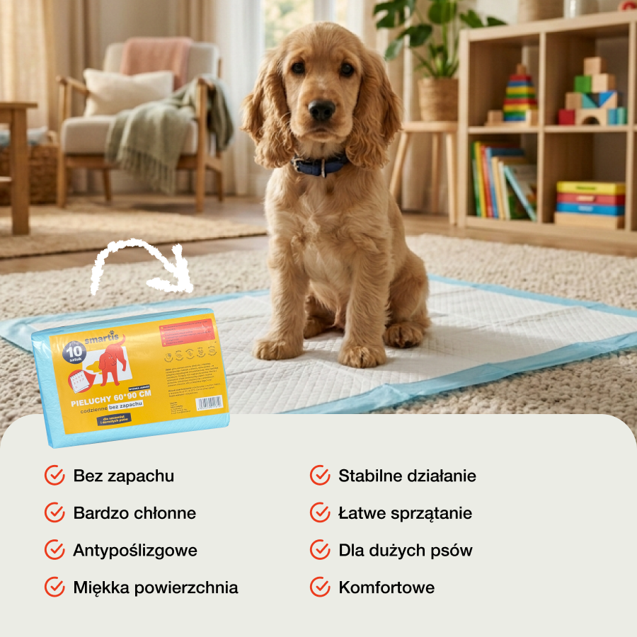 Smartis Podkłady Higieniczne dla Psów i Szczeniąt | 60×90 cm | 10 szt