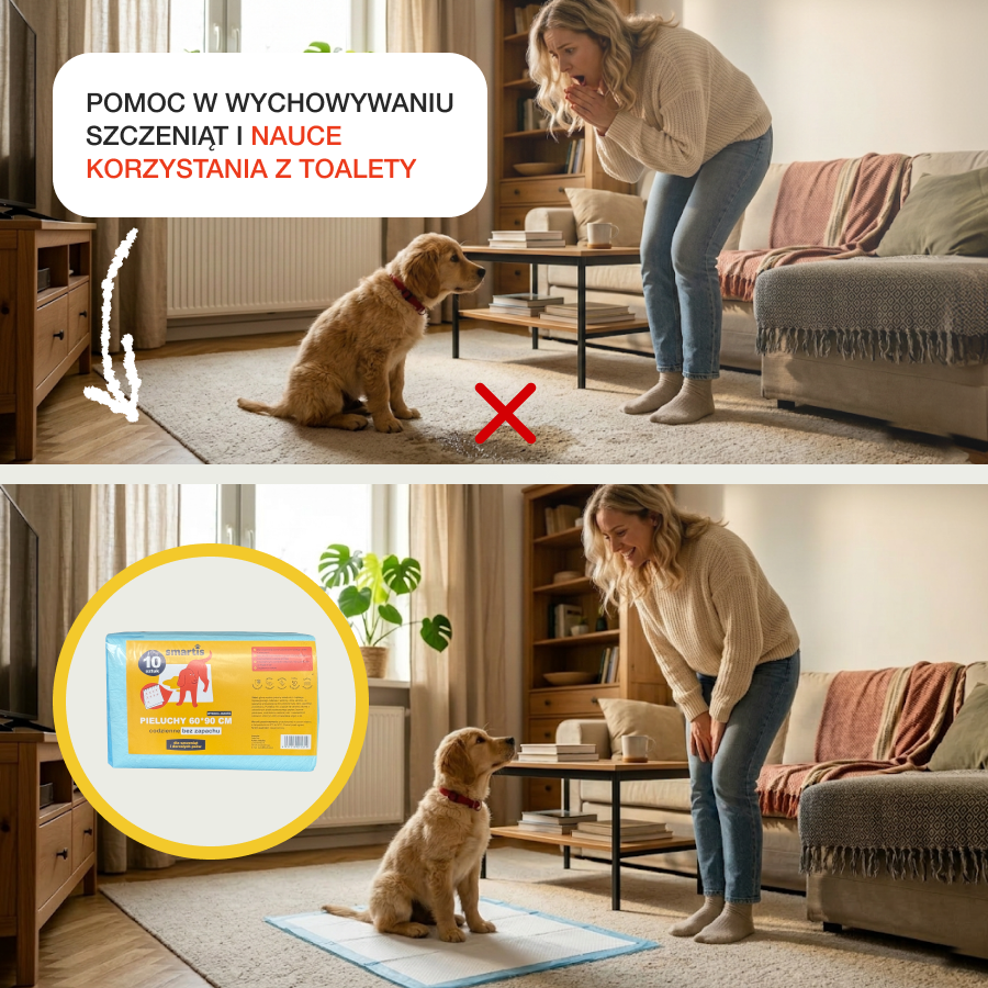 Smartis Podkłady Higieniczne dla Psów i Szczeniąt | 60×90 cm | 10 szt