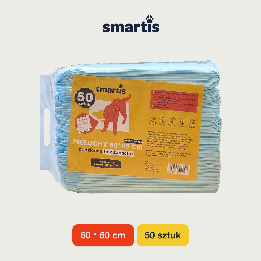Smartis Podkłady higieniczne dla psów i szczeniąt | 60×60 cm | 50 szt