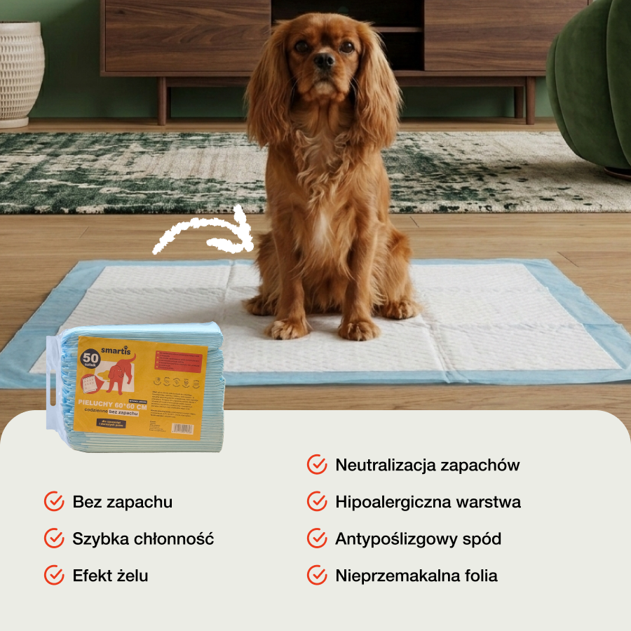 Smartis Podkłady higieniczne dla psów i szczeniąt | 60×60 cm | 50 szt
