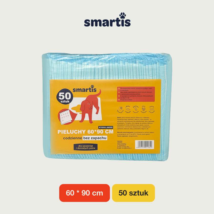 Smartis Podkłady Higieniczne dla Psów i Szczeniąt | 60×90 cm | 50 szt