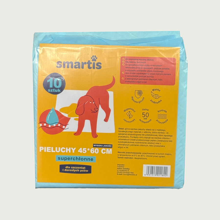Smartis Podkłady Extra Absorbujące dla Psów i Szczeniąt | 45×60 cm | 10 szt