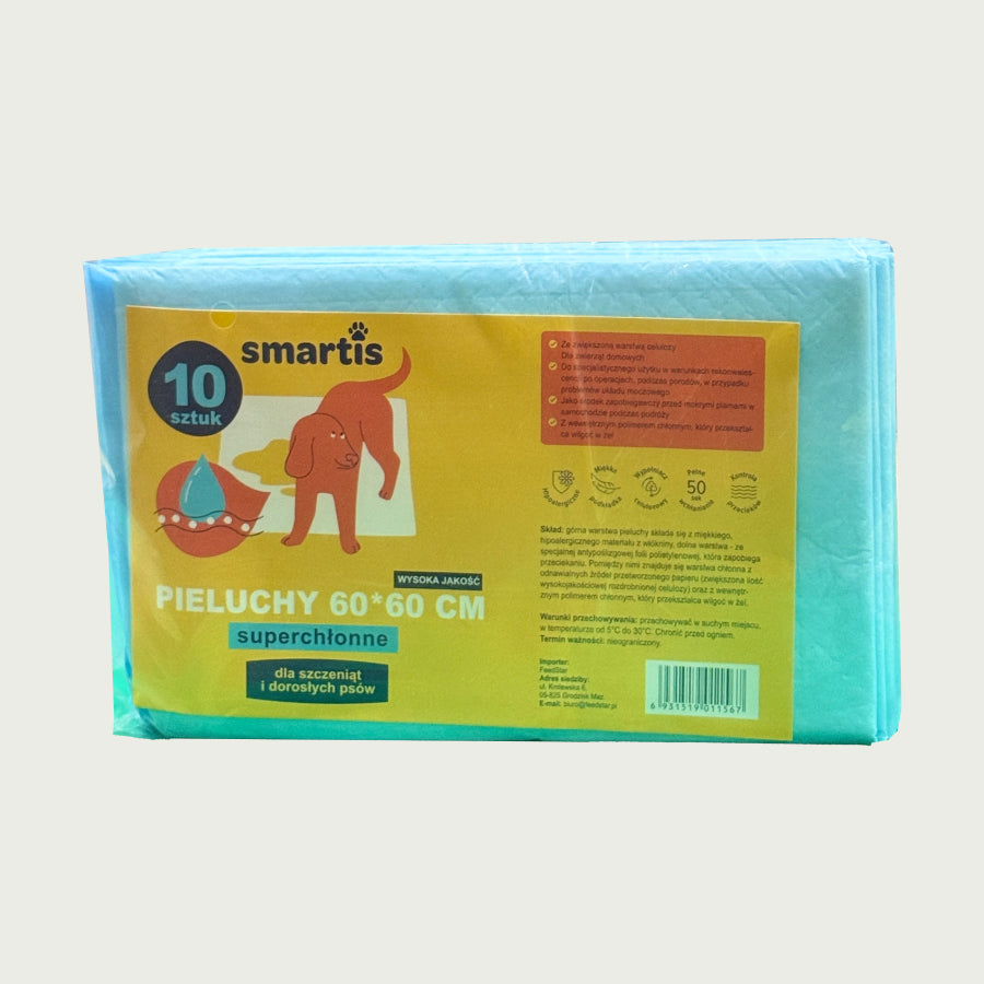 Smartis Podkłady Extra Absorbujące dla Psów i Szczeniąt | 60×60 cm | 10 szt