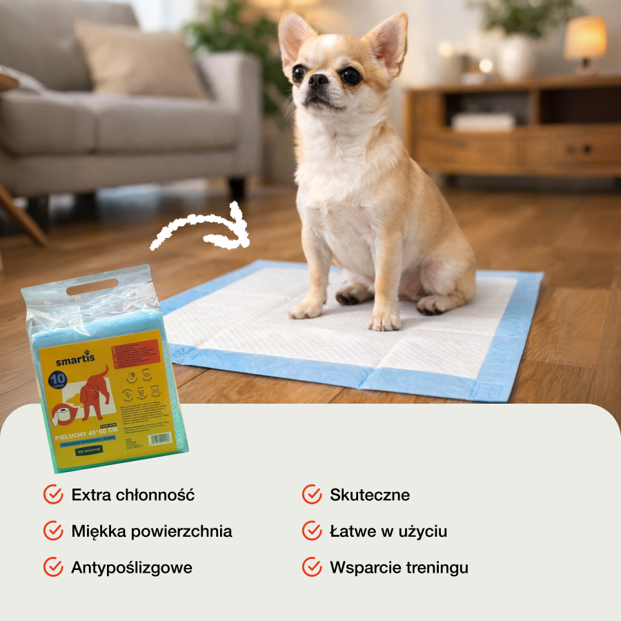 Smartis Maty Treningowe | Pielucha dla Szczeniąt | 45×60 cm | 10 szt