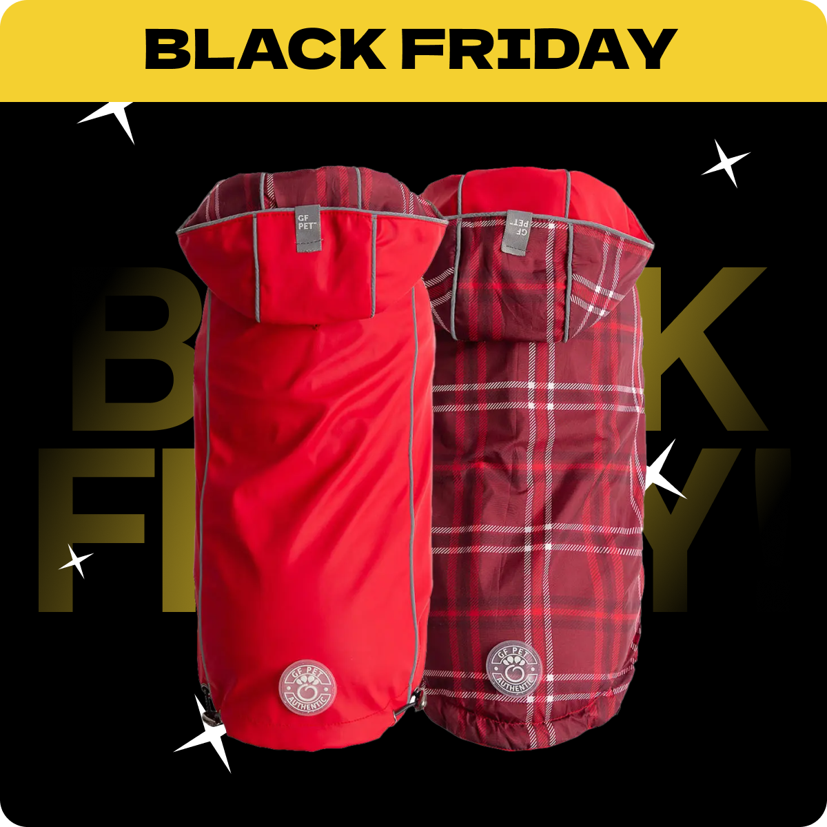 Płaszcz przeciwdeszczowy GF PET | dla Psa | Wodoodporny oraz Wiatroszczelny | Dwustronny, Czerwony