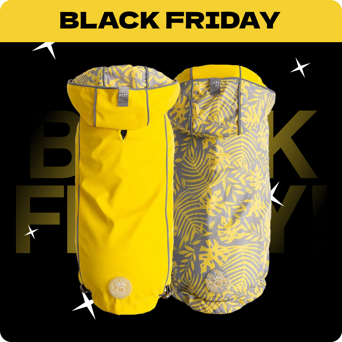 Płaszcz przeciwdeszczowy GF PET | dla Psa | Wodoodporny oraz Wiatroszczelny | Dwustronny, Żółty