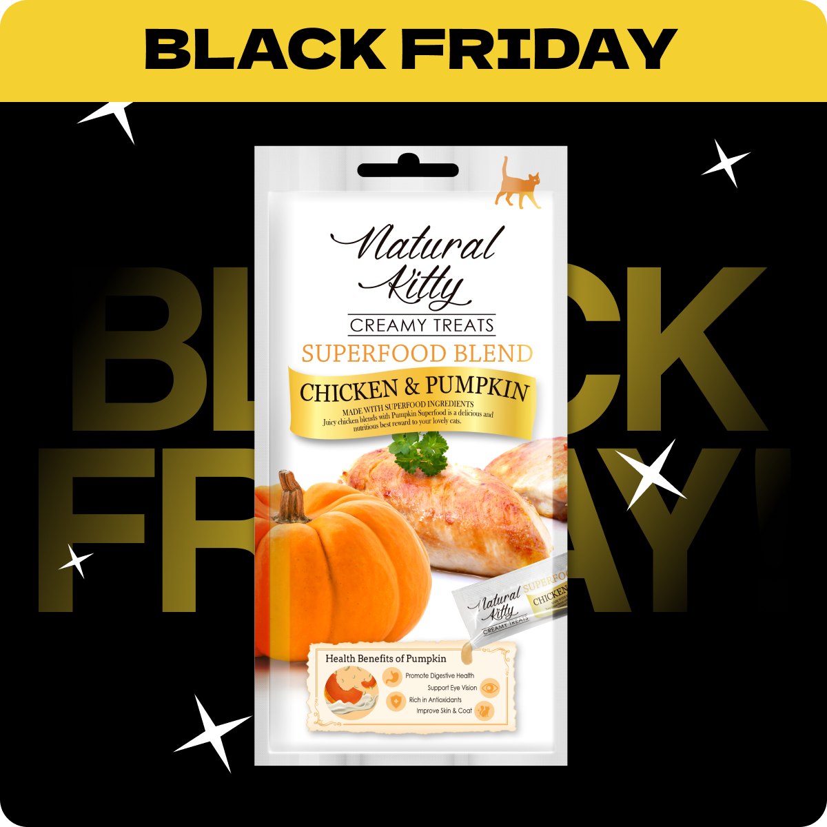 Natural Kitty Superfood Blend Kremowe Sticki Kurczak z Dynią | Rabat
