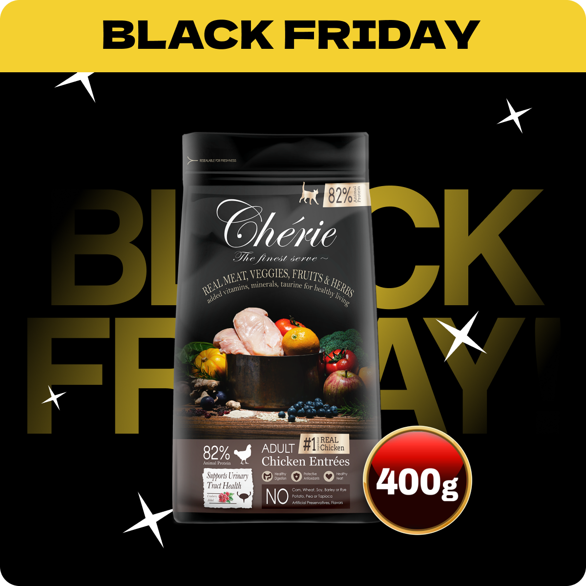 Chérie Sucha karma Kurczak Entrées 400g. | dla kotów sterylizowanych | Rabat