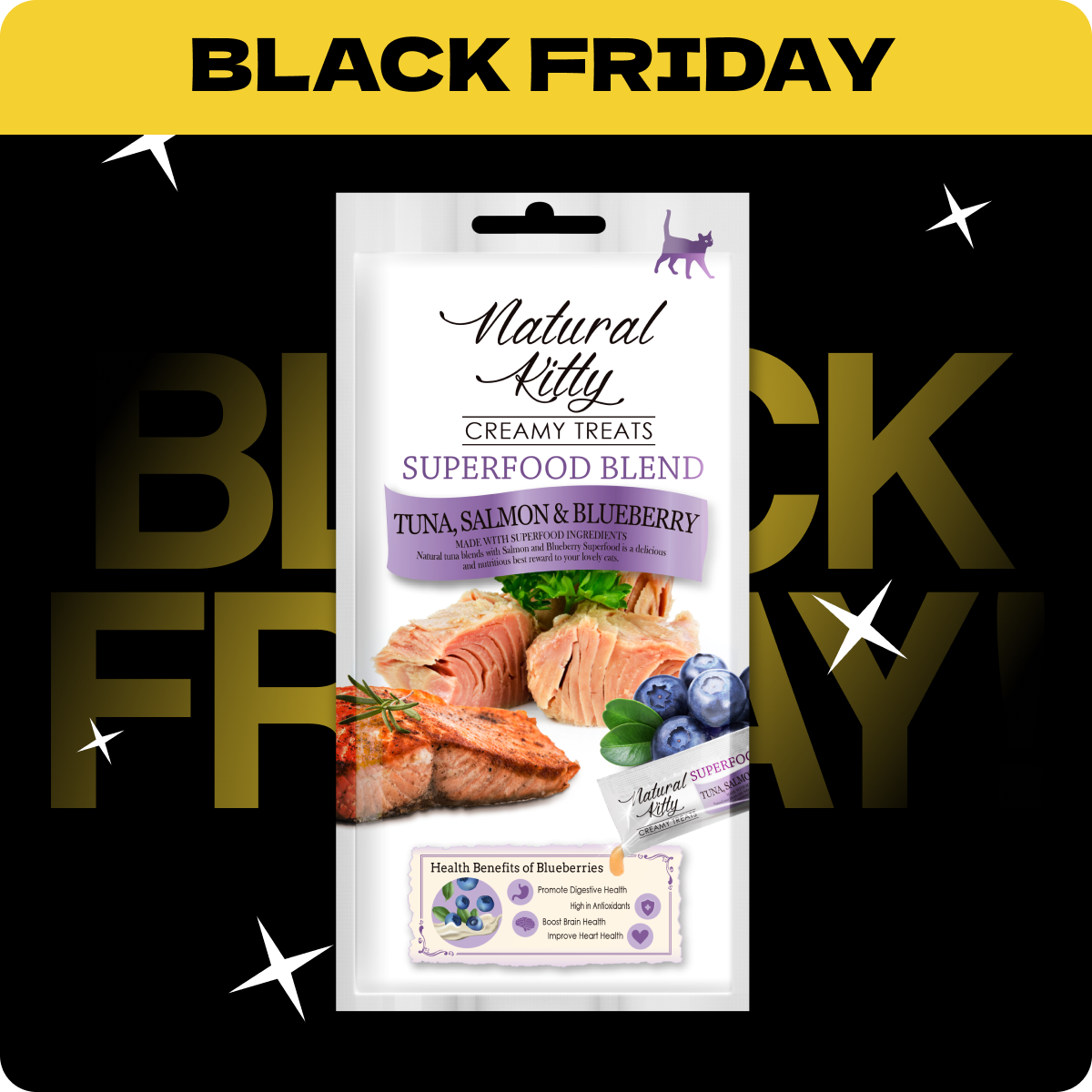Natural Kitty Superfood Blend Kremowe Sticki Ryba i Borówki | Rabat