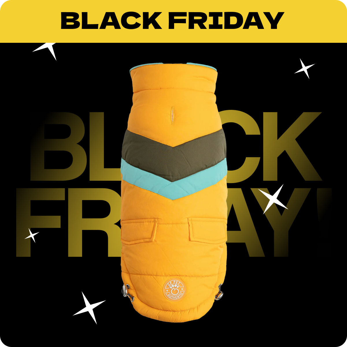 Kurtka Puchowa GF PET | dla Psa | Wodoodporna oraz Wiatroszczelna | Żółta