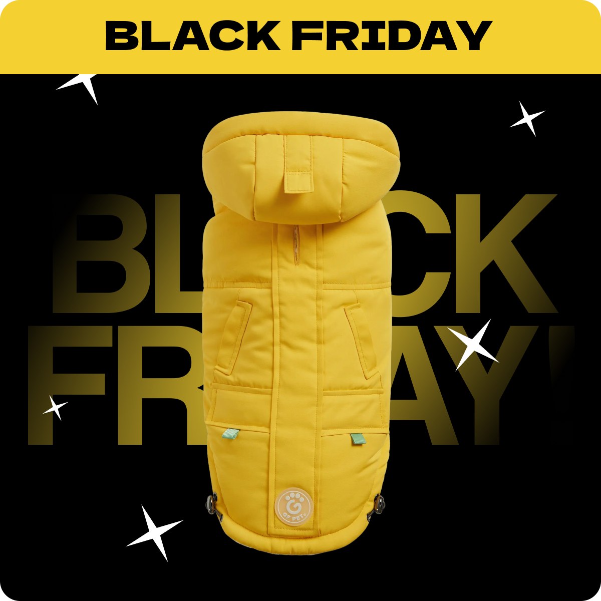 Parka z dopinanym kapturem  GF PET | dla Psa | Wodoodporna oraz Wiatroszczelna | Żółta