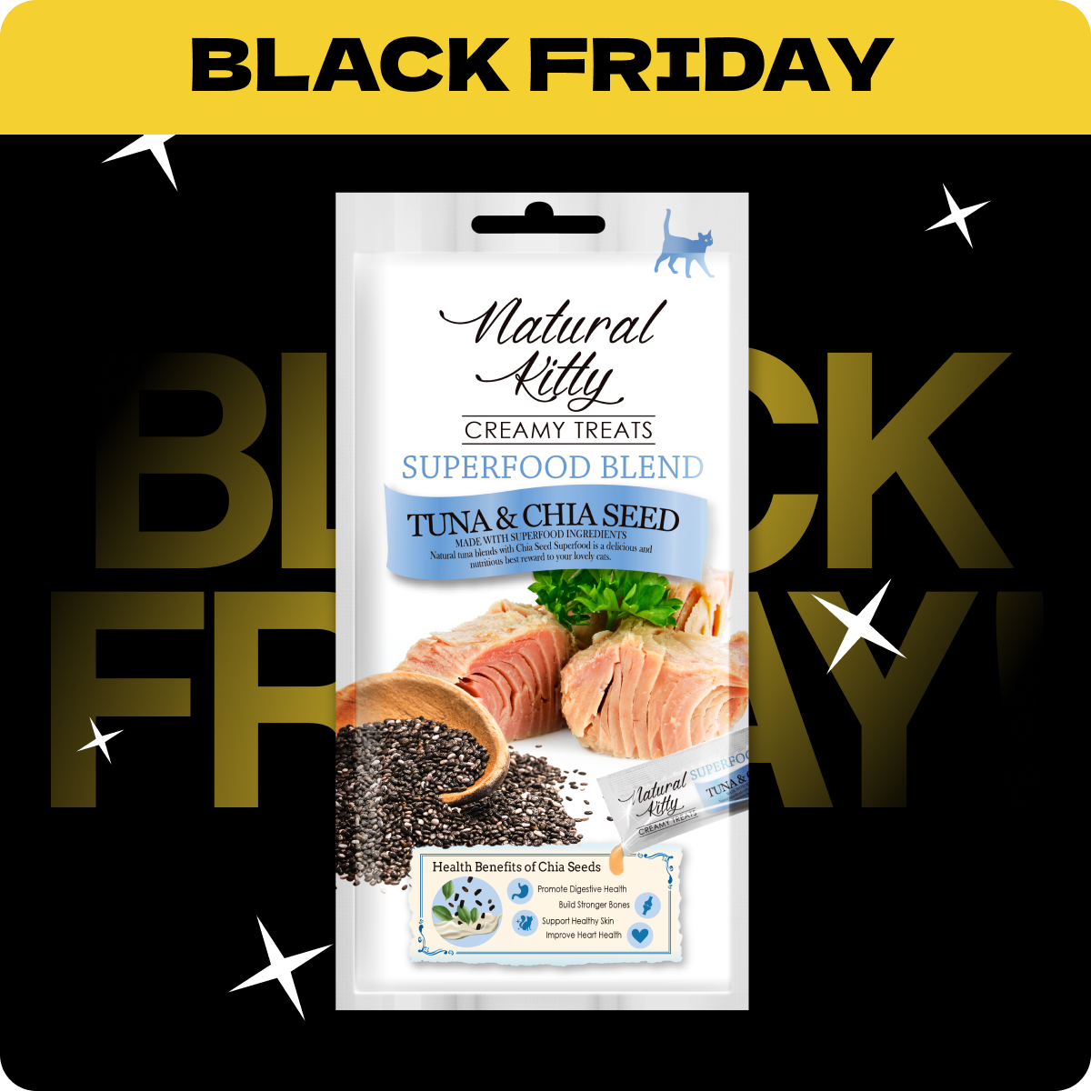 Natural Kitty Superfood Blend Kremowe Sticki Tuńczyka i nasion chia | Rabat