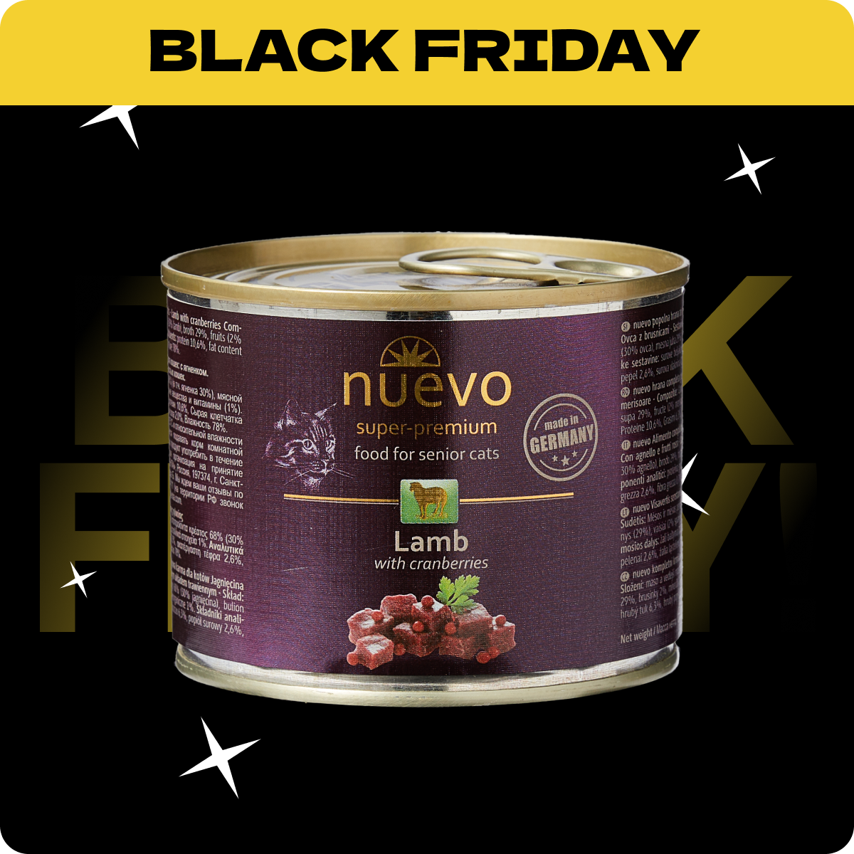 nuevo Kot puszka Jagniecina Żurawina | Senior | 200g | Rabat